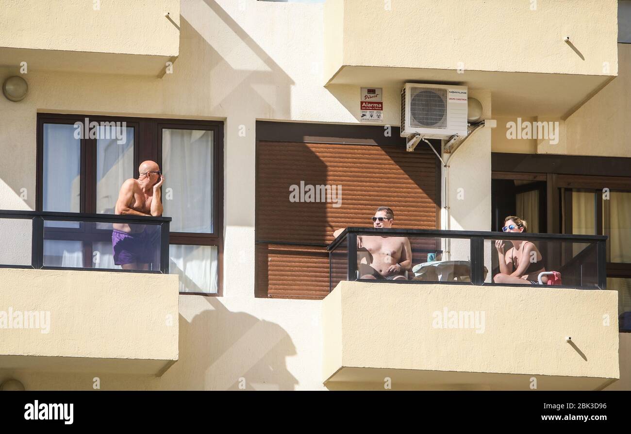 May 1, 2020: May 1, 2020 (Malaga) Tourists confined to their apartment in Benalmadena Costa in the midst of the coronavirus crisis Credit: Lorenzo Carnero/ZUMA Wire/Alamy Live News Stock Photo