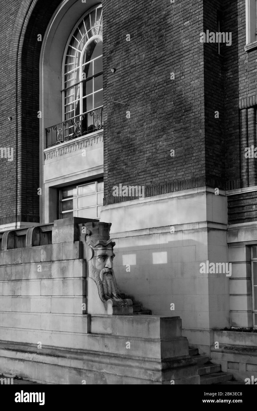 Swedish Georgian Art Deco Architecture Council Building Red Brick Hammersmith Town Hall King St, Hammersmith, London W6 9JU by Ernest Berry Webber Stock Photo