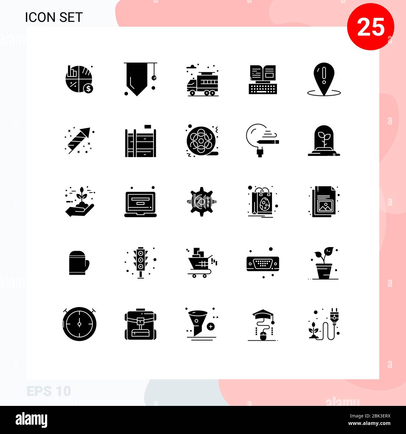 Mobile Interface Solid Glyph Set Of 25 Pictograms Of Place Help City Facebook Keyboard Editable Vector Design Elements Stock Vector Image Art Alamy