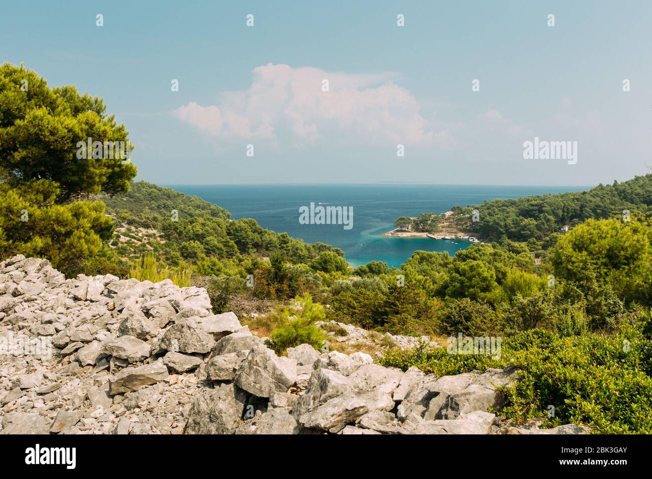Panoramic view seascape Mali Losinj Cres Croatia Stock Photo