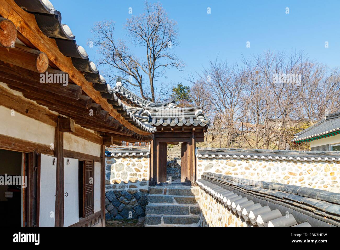 Traditional window of Hanok. Korean traditional window or Door. Stock Photo