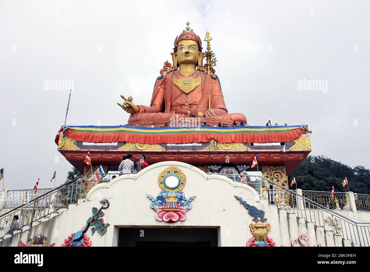 Panoramic view of the statue of Guru Padmasambhava Guru Rinpoche, the patron saint of Sikkim on Samdruptse Hill, Namchi in Sikkim, India. Stock Photo