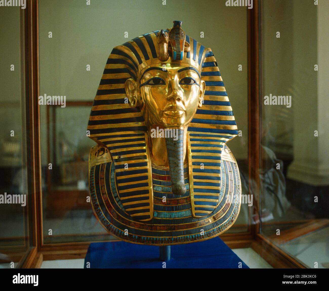 The ancient Mask of Tutankhamen of Tutankhamun or Death mask in the Cairo museum, Egypt. An Egyptian pharaoh of the 18th dynasty, reigned c. 1361Cc. 1 Stock Photo