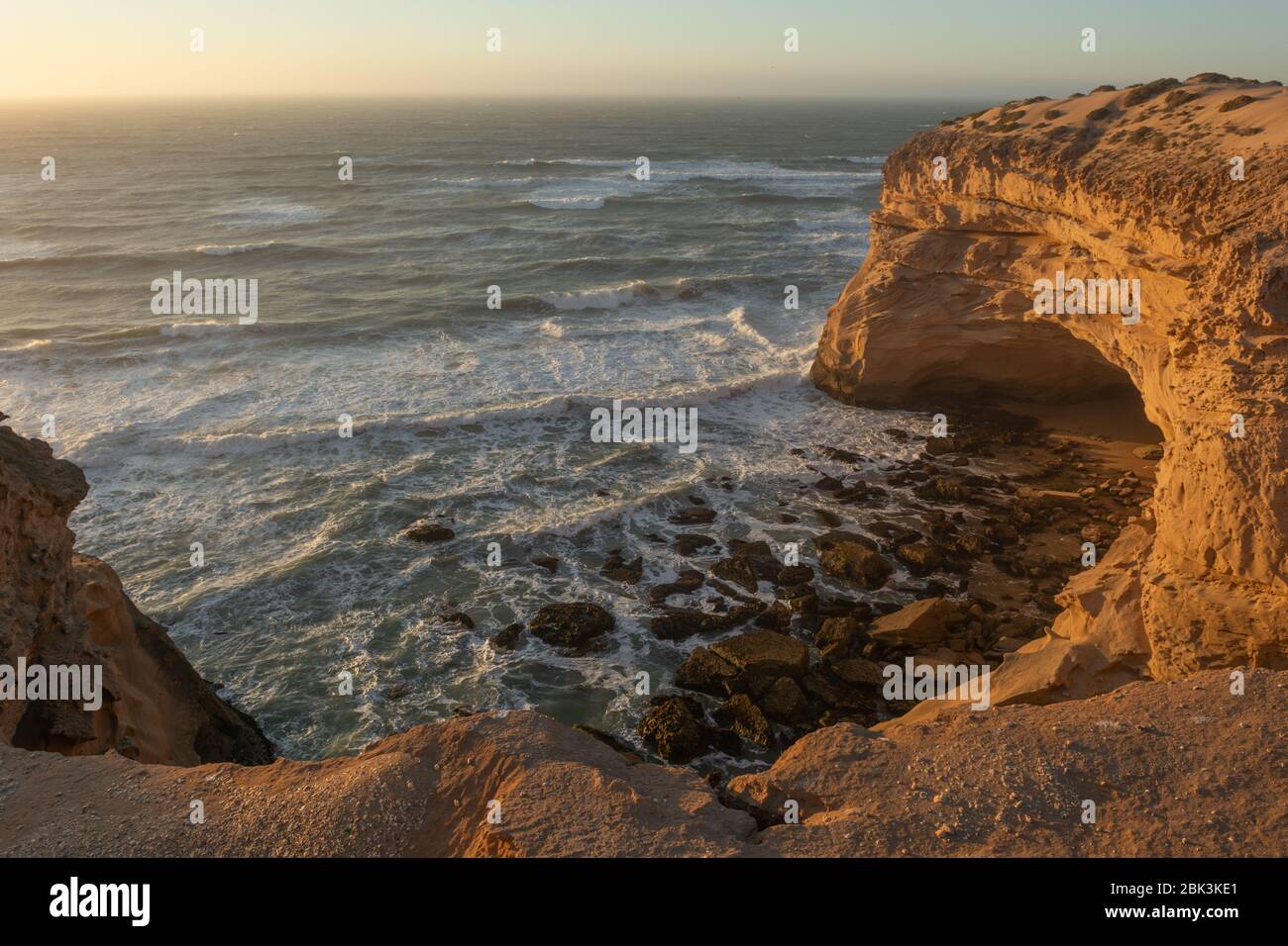 Rock formation on the atlantic coast in southern Morocco Stock Photo