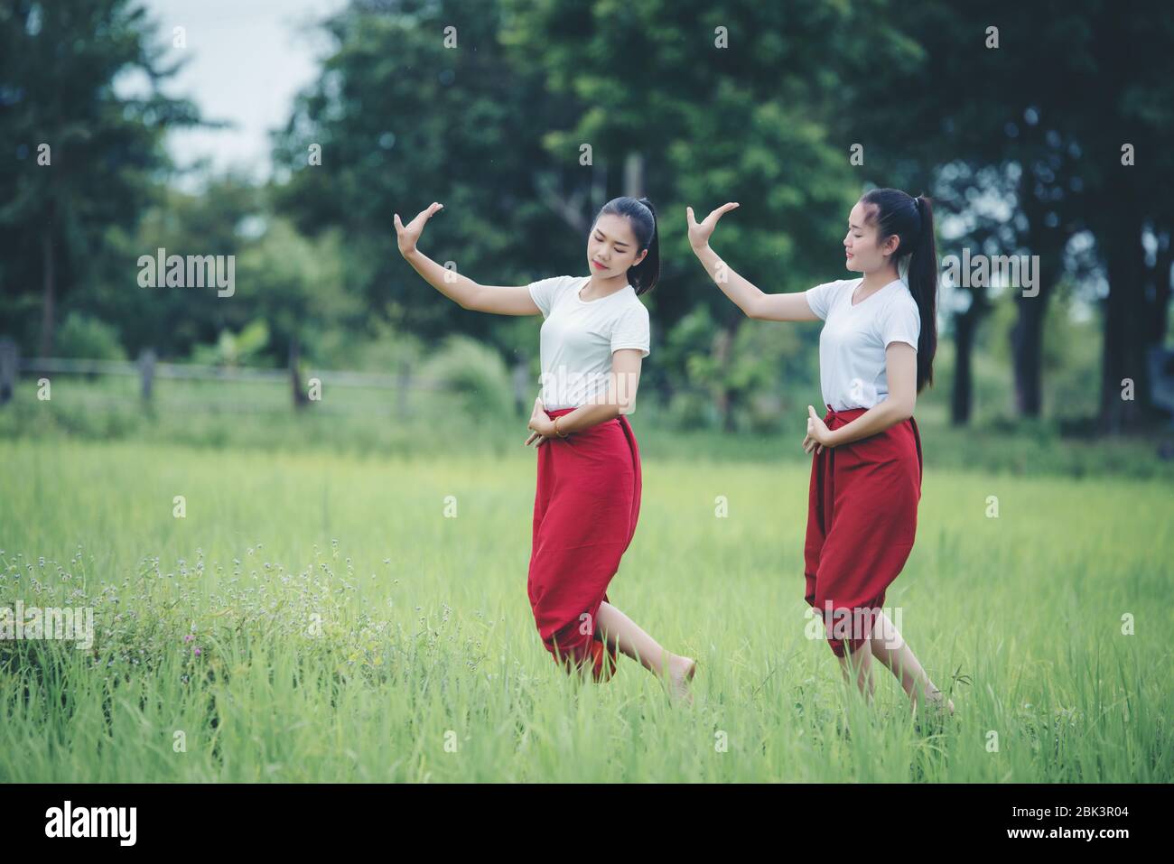 Portrait of Thai young lady in Art culture Thailand Dancing ,Thailand Stock Photo