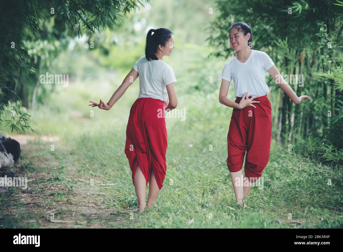 Portrait of Thai young lady in Art culture Thailand Dancing ,Thailand Stock Photo