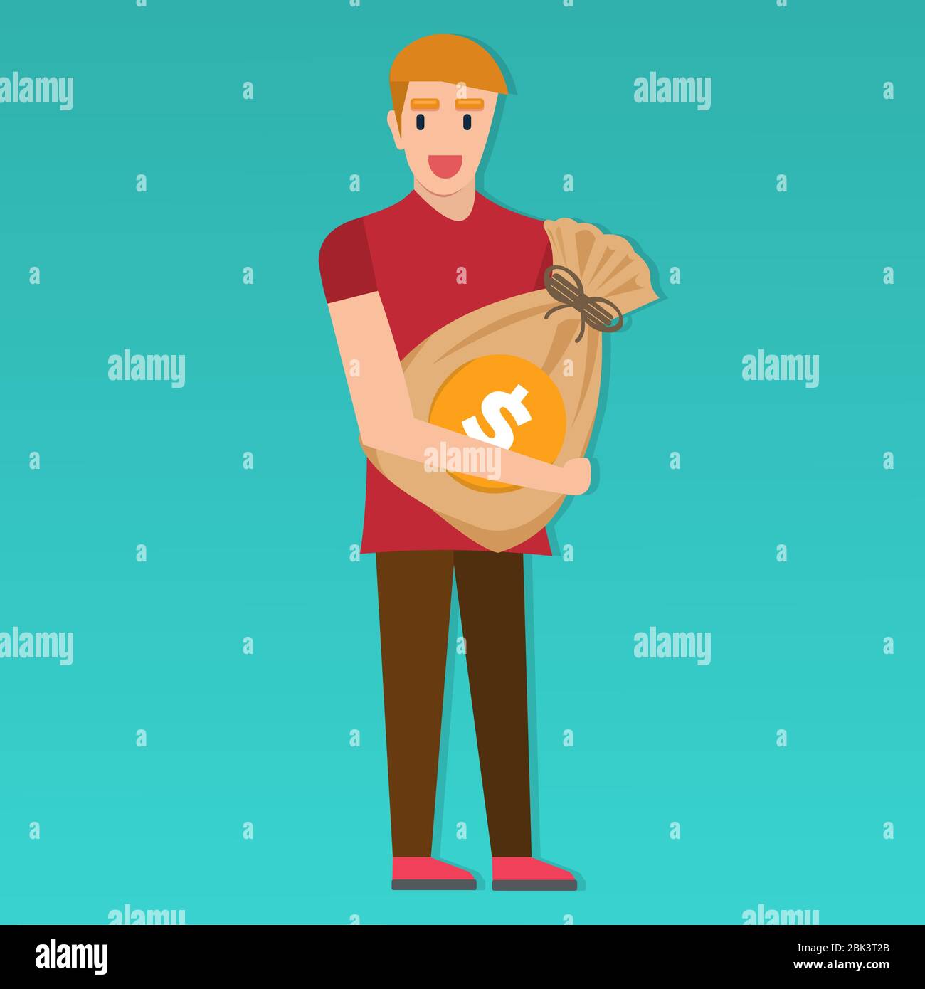 man holding on the money bag for business concept vector illustration ...