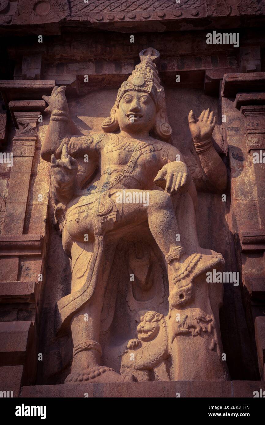 Giant statue of a Hindu God at a temple in Tamil Nadu India Stock Photo