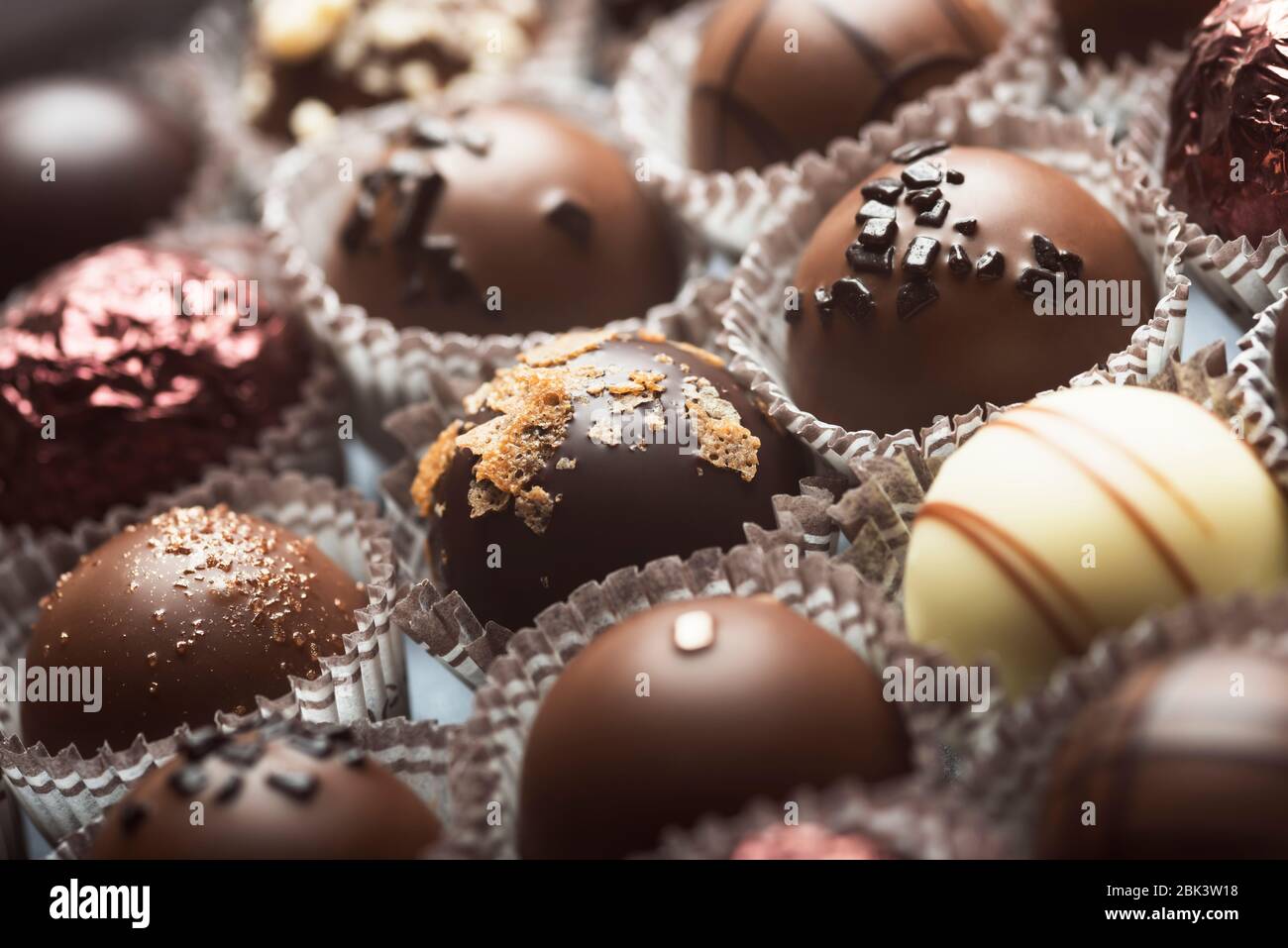 Mixed luxury dark and milk chocolate truffles. Assorted delicious ...