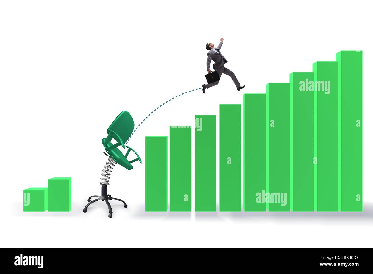 Promotion concept with businessman ejected from the chair Stock Photo