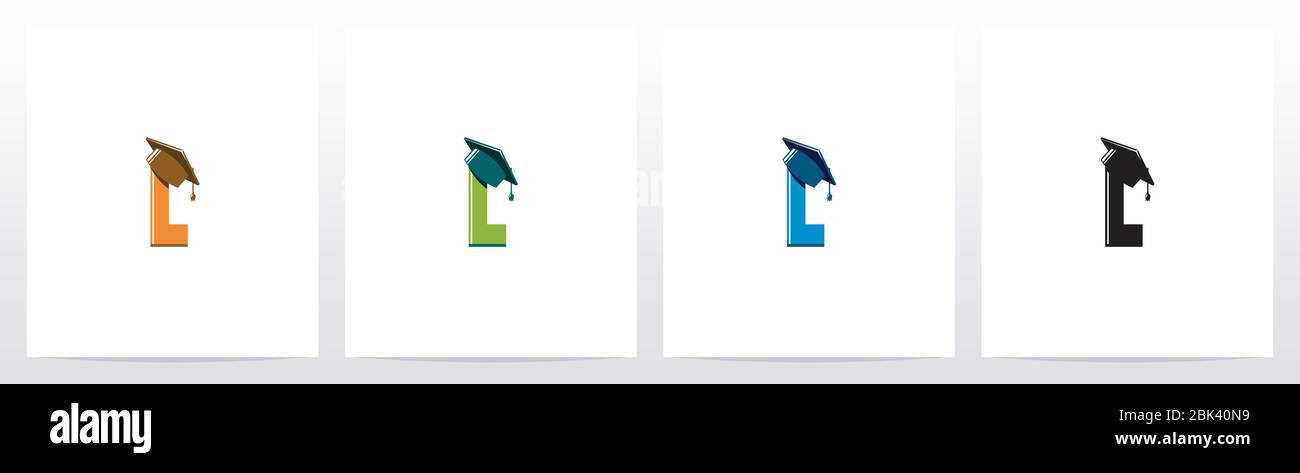 Graduation Hat On Letter Logo Design L Stock Vector