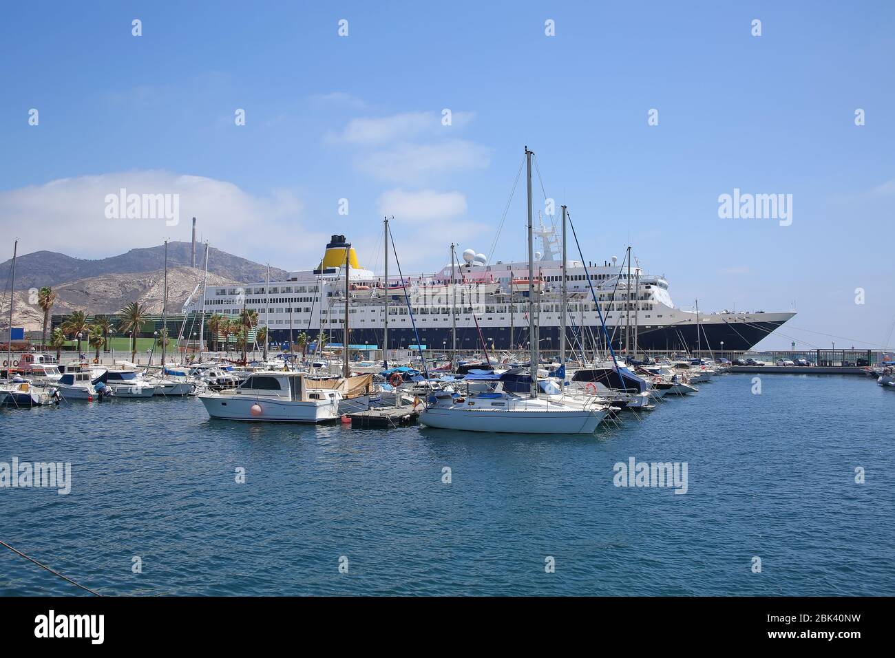 The marina & cruise port of Cartagena lies on the coast of Murcia in south-east Spain. Stock Photo