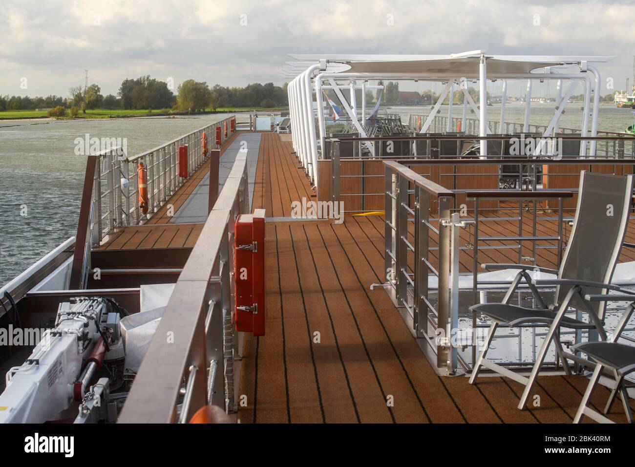 Upper deck of the Viking Ve river cruiser, Waal River, Gelderland