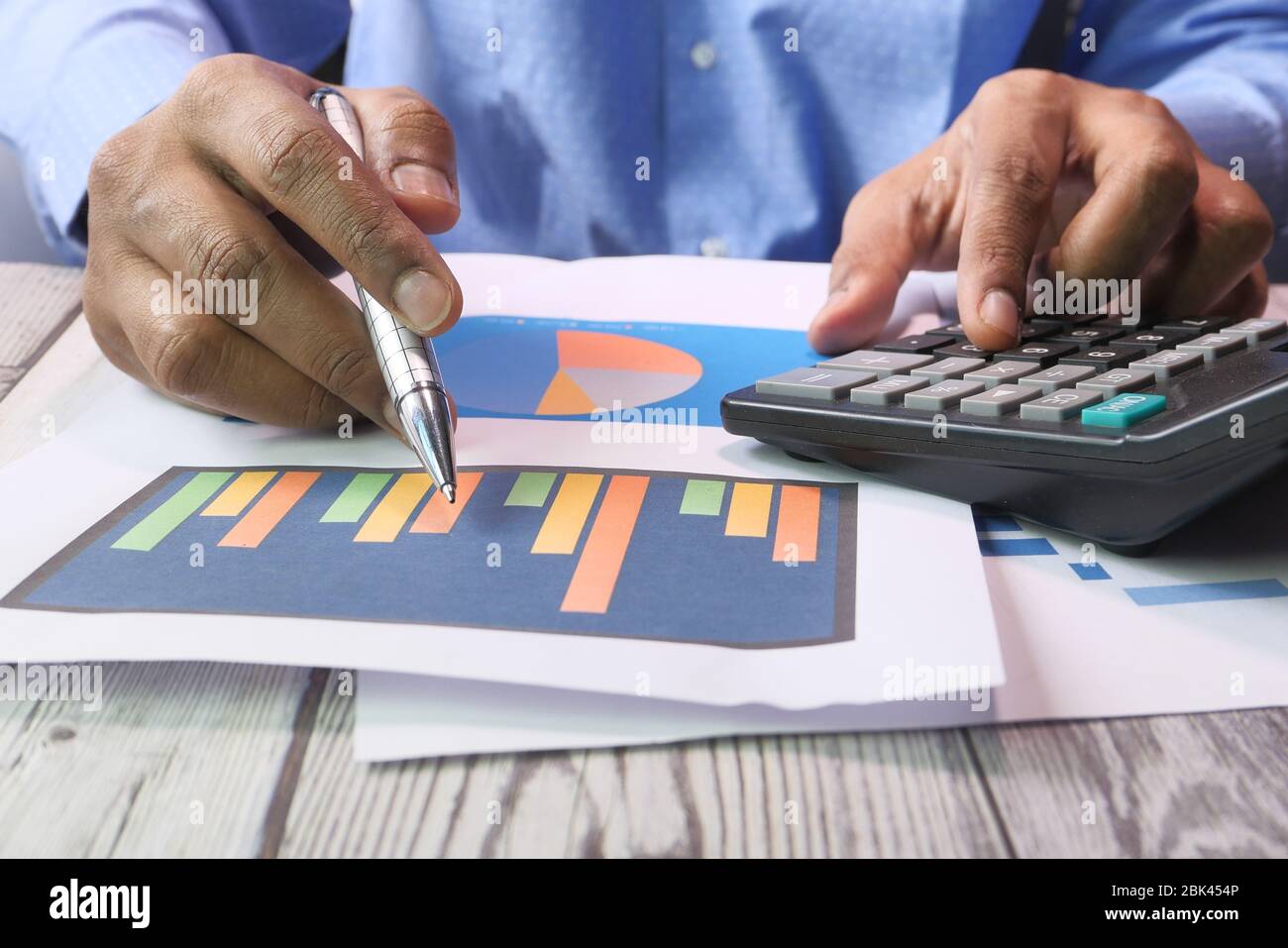 businessman analyzing financial data with copy space  Stock Photo