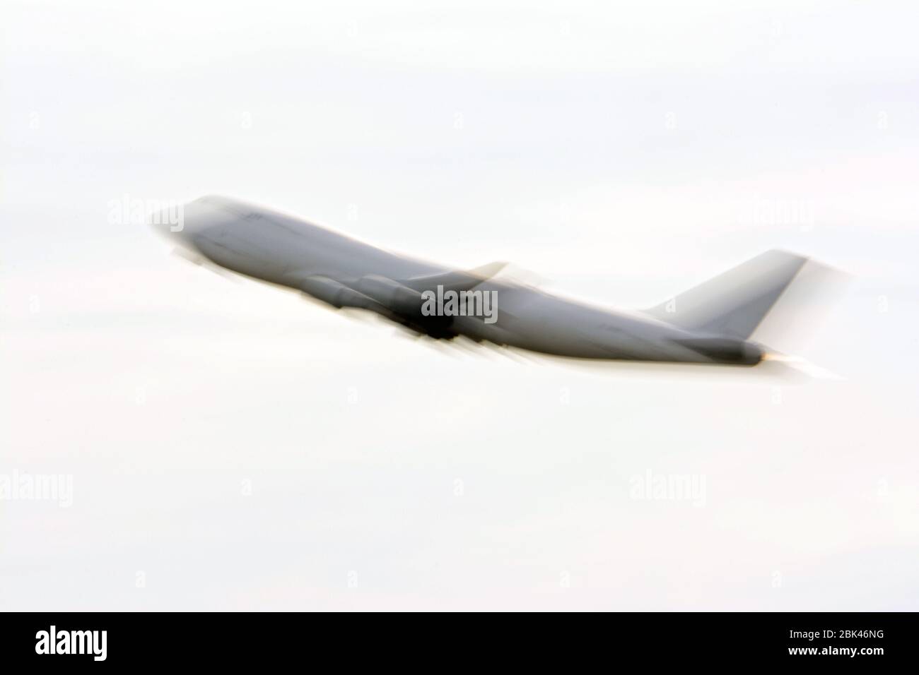 Airplane takeoff - blurred motion Stock Photo