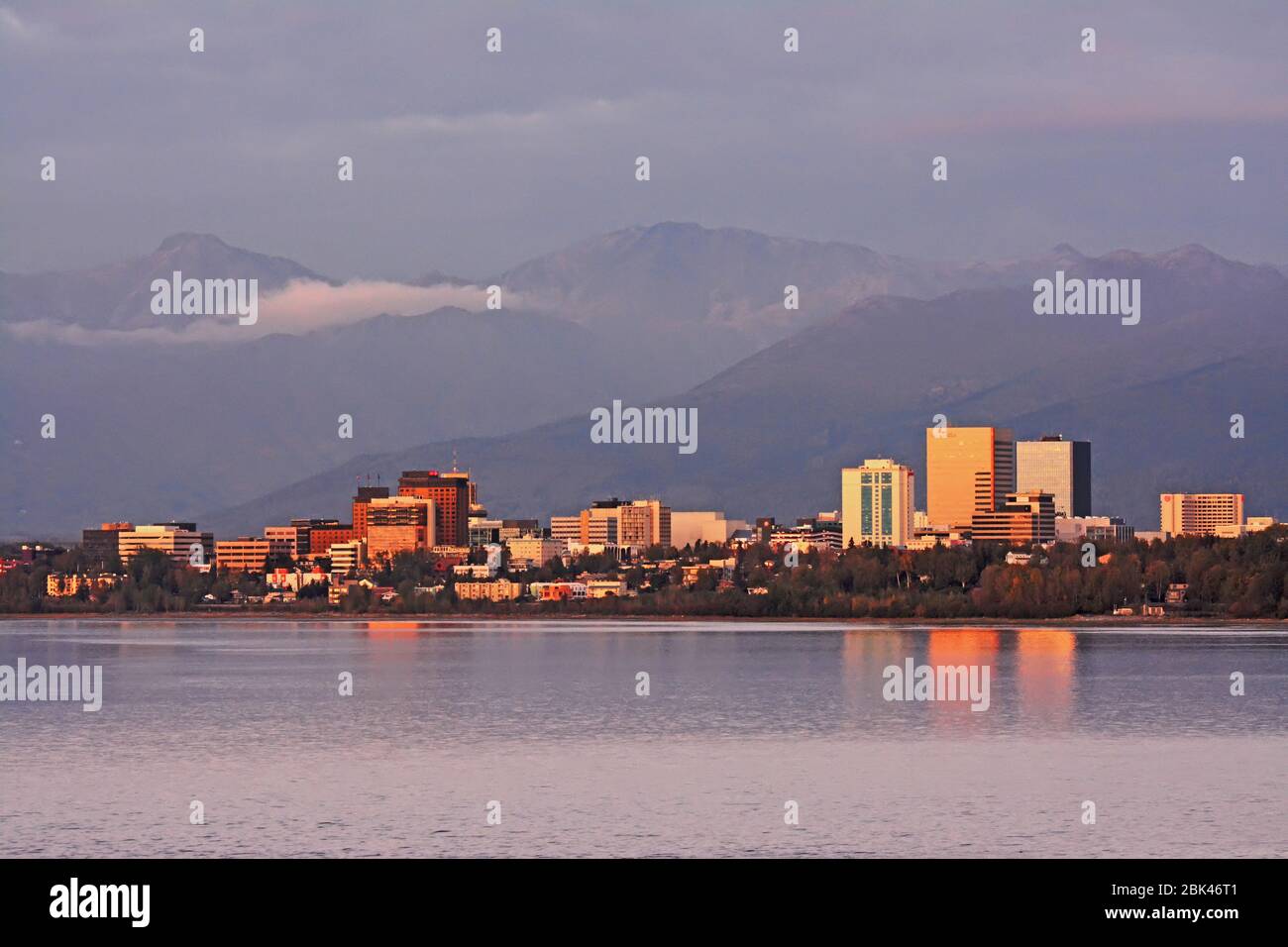Anchorage downtown sunset Alaska, USA Stock Photo Alamy