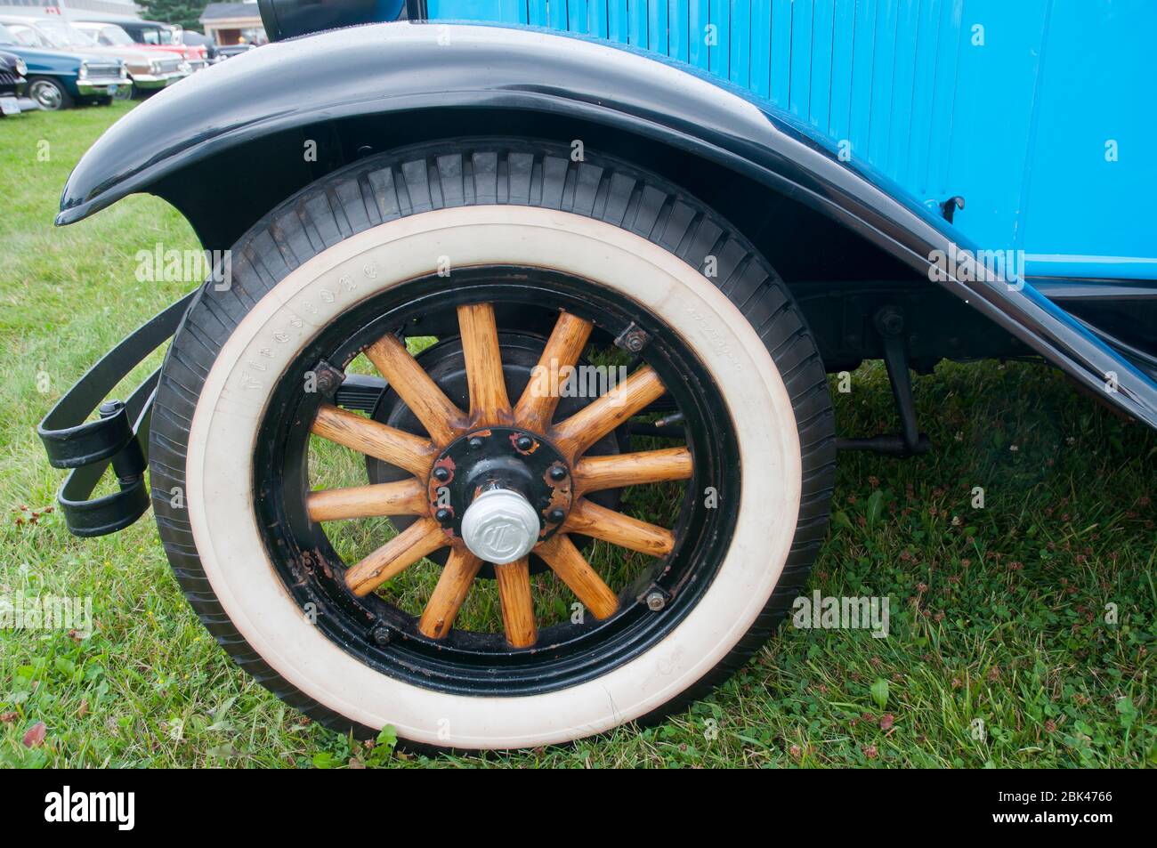 Car show Plymouth 1928 wooden spikes Stock Photo