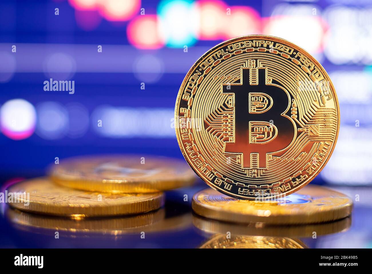 Gold Bitcoin crypto currency on background trading chart diagram Stock  Photo - Alamy