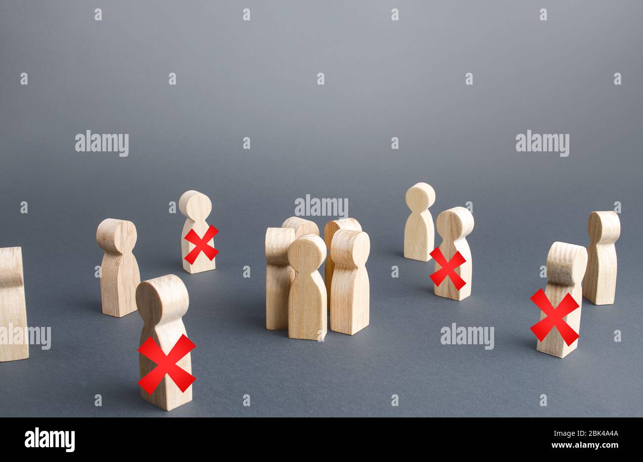 Significant workers and people who lost their jobs. Loss of income and means of living. Massive staff unemployment, job cuts. Reductions and work layo Stock Photo