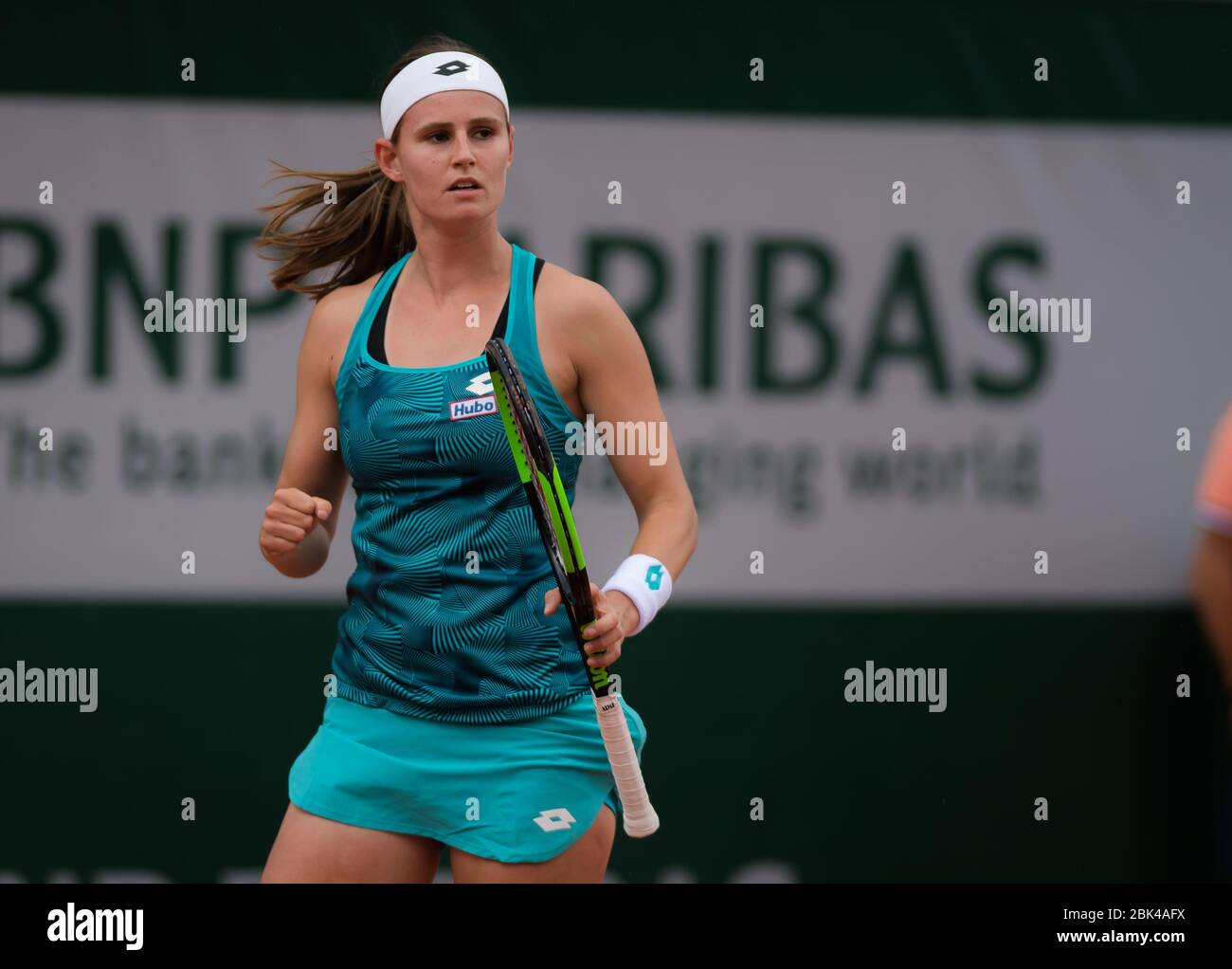 Greet Minnen of Belgium in action during the first qualifications round at  the 2019 Roland Garros Grand Slam tennis tournament Stock Photo - Alamy