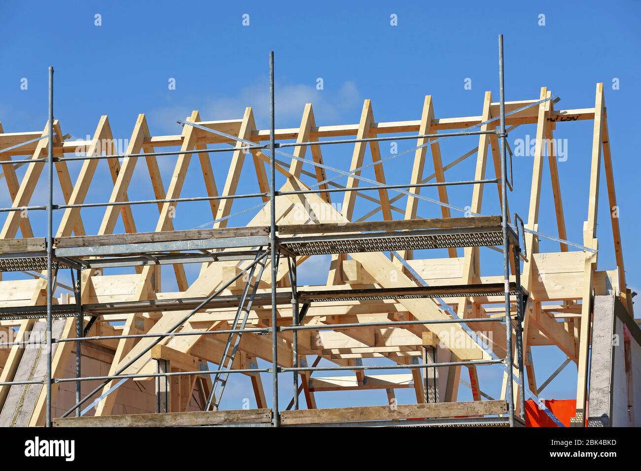 wooden roof truss with dormer Stock Photo