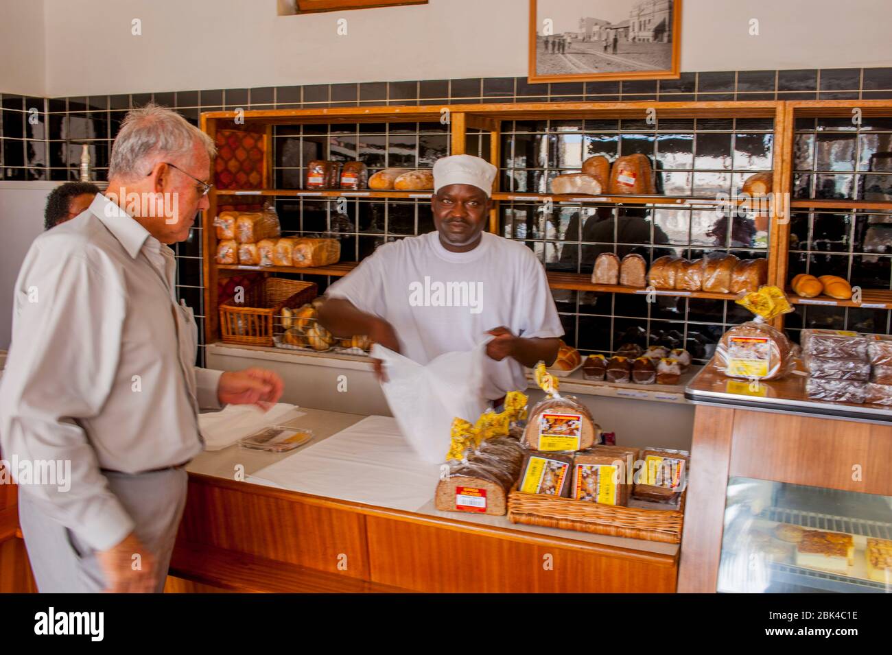 Inside a German bakery and pastry shop in downtown Swakomund, Namibia
