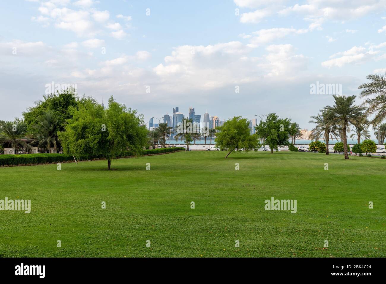 Cityscape with West Bay in Doha, Qatar Stock Photo