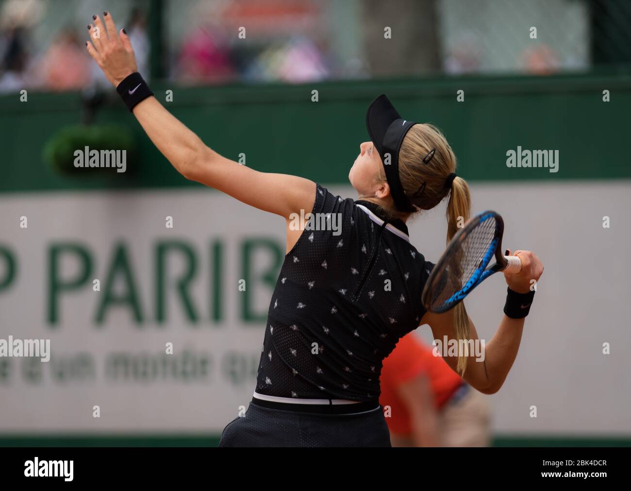 Katie Swan of Great Britain in action during the second qualifications round at the 2019 Roland Garros Grand Slam tennis tournament Stock Photo