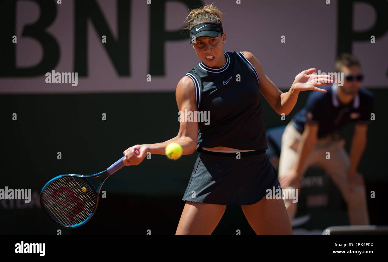 Madison Keys of the United States in action during her quarter-final
