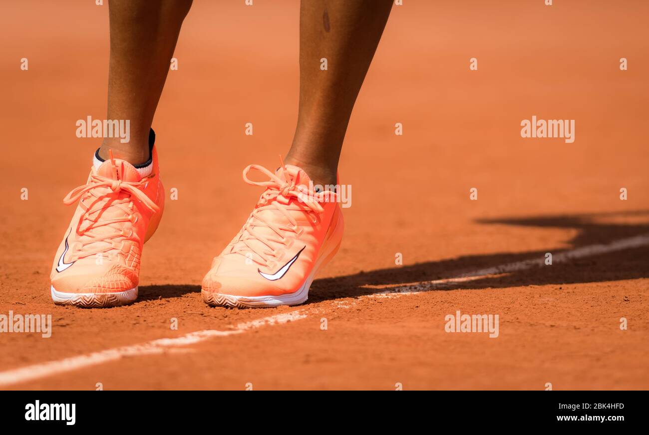 Naomi Osaka of Japan during practice at the 2019 Roland Garros Grand Slam tennis tournament Stock Photo