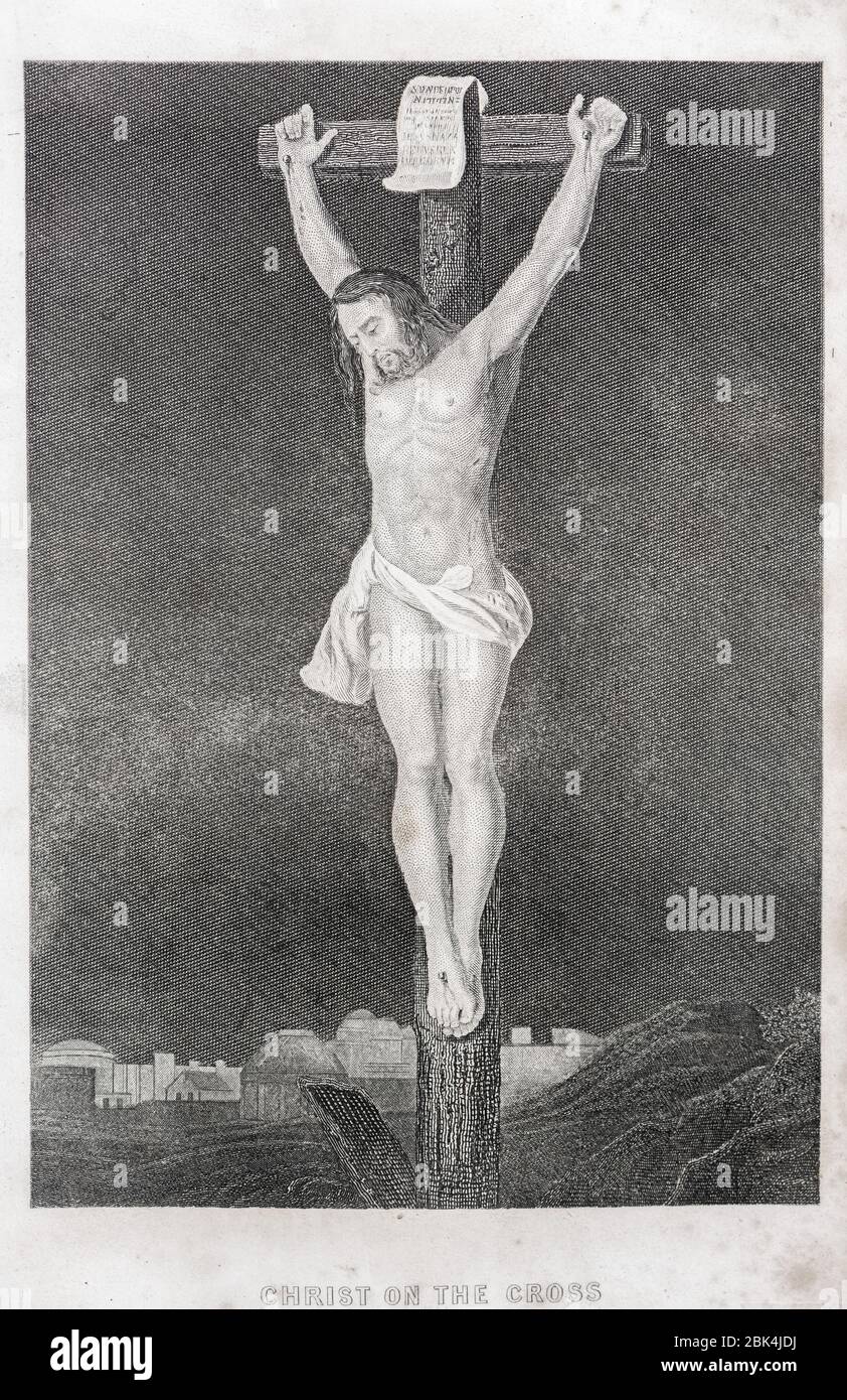 'Christ on the Cross', Lebensgeschichte unseres Herrn und Heilands Jesu Christi, Hartford 1867 Stock Photo