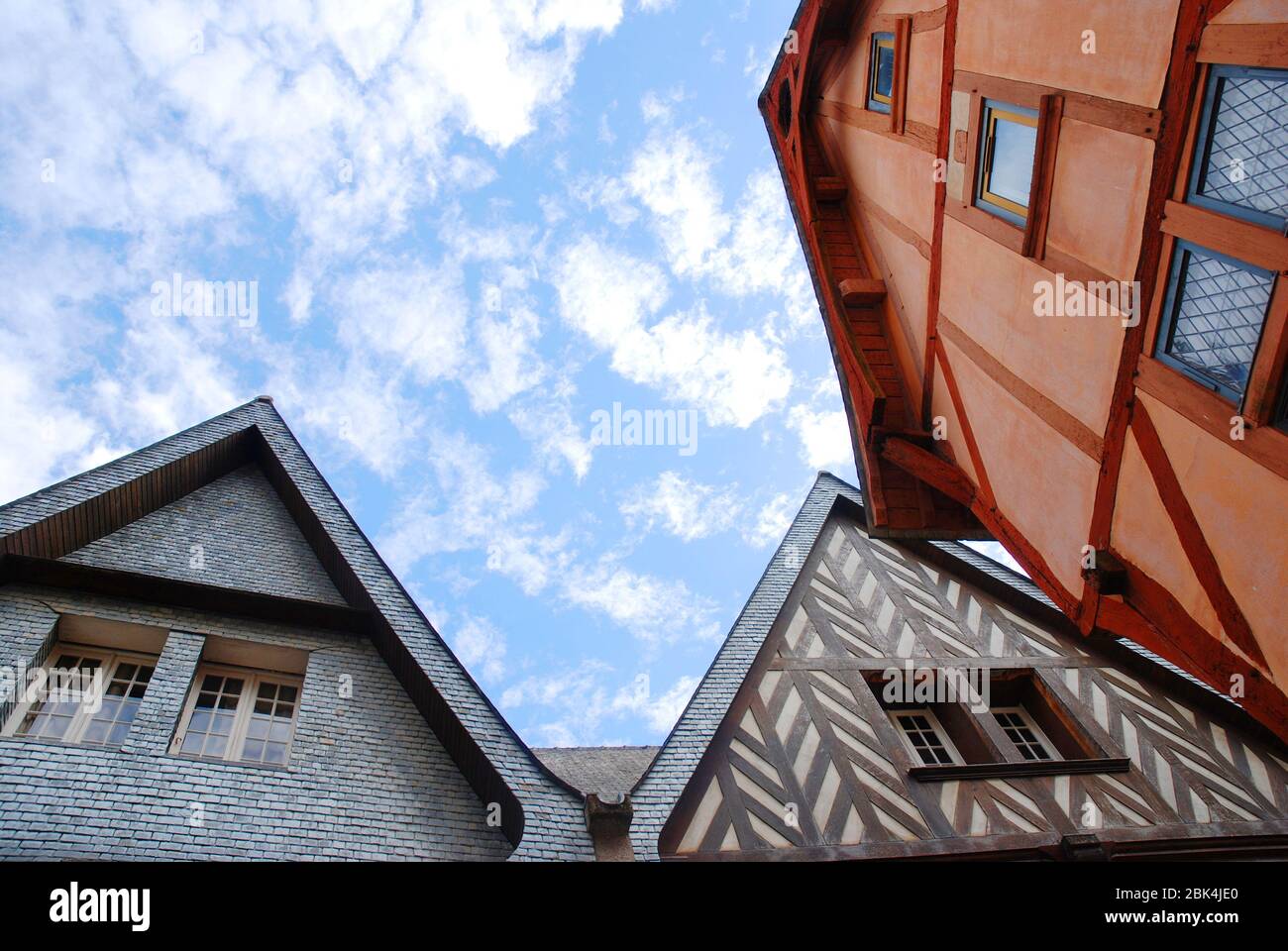 ensemble of different architecture styles in Vitre, France Stock Photo