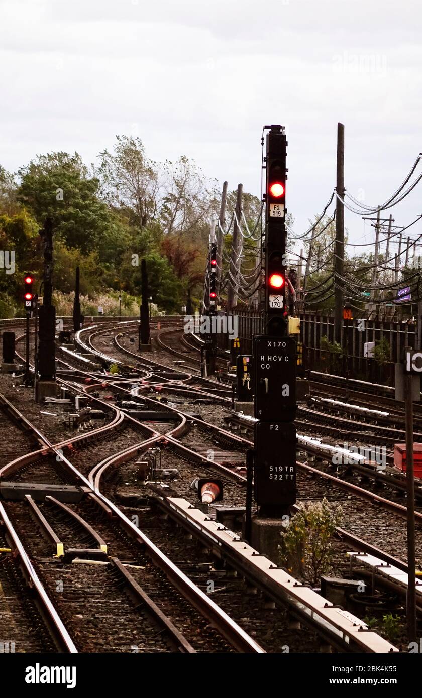 subway train track Howard Beach JFK station Queens NYC Stock Photo Alamy