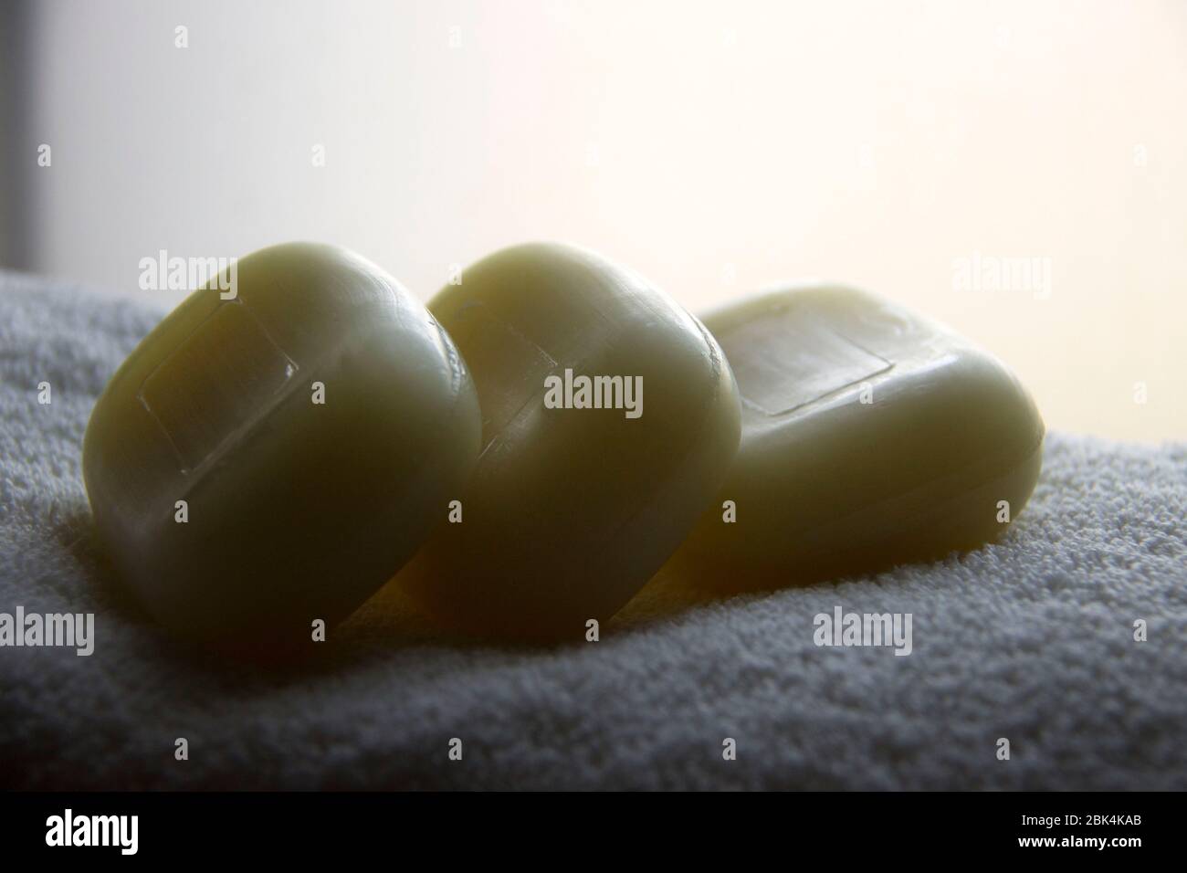 Soap bars on a towel Stock Photo Alamy