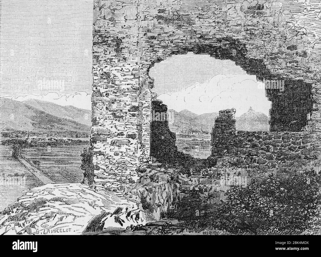 Les sept Monts vus du Godesberg, Le Rhin by Victor Hugo, Paris about 1843 Stock Photo