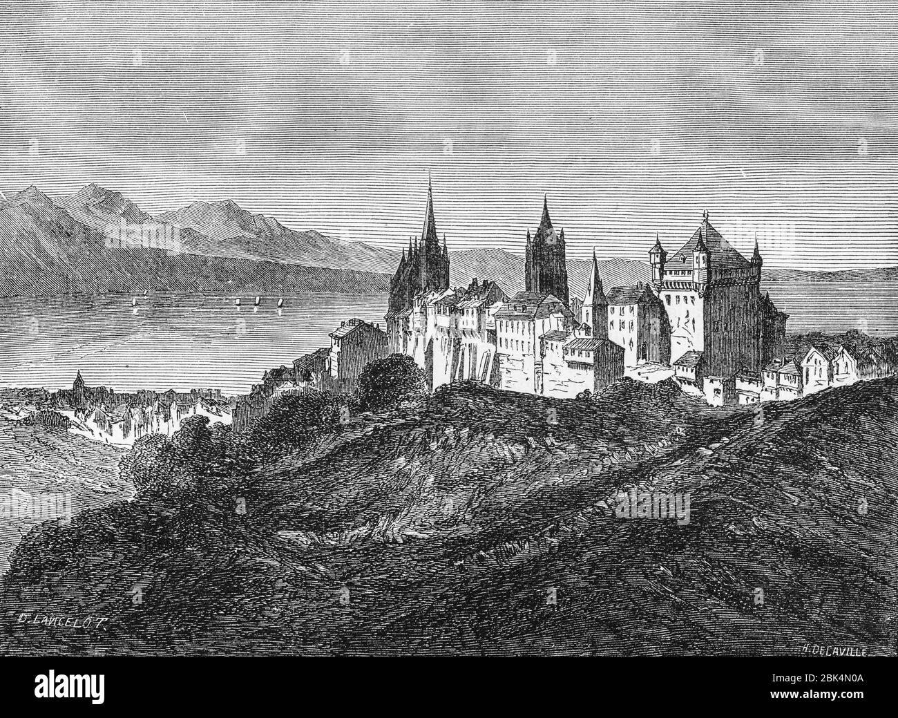 Lausanne, Le Rhin by Victor Hugo, Paris about 1843 Stock Photo
