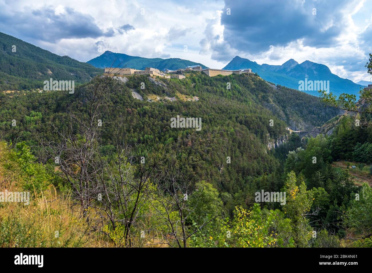 Exilles, Italy - August 21, 2019: The Exilles Fort is a fortified complex in the Susa Valley, Metropolitan City of Turin, Piedmont, northern Italy Stock Photo