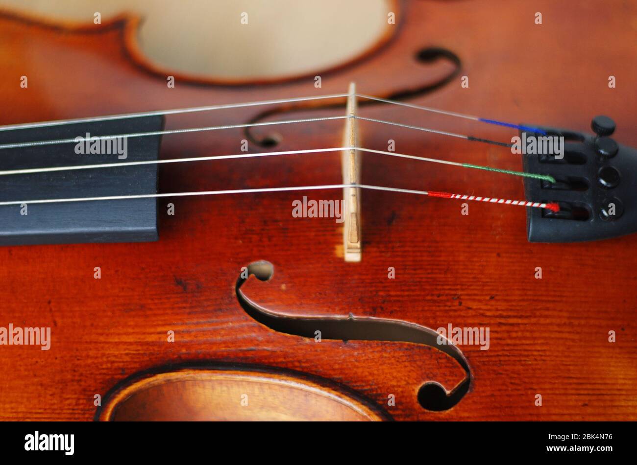 close up strings and corpus of a violin Stock Photo