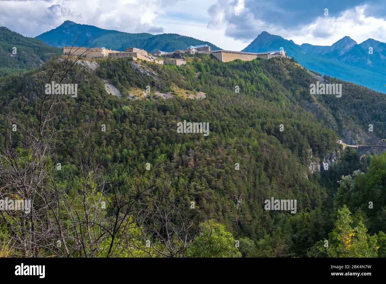 Exilles, Italy - August 21, 2019: The Exilles Fort is a fortified complex in the Susa Valley, Metropolitan City of Turin, Piedmont, northern Italy Stock Photo