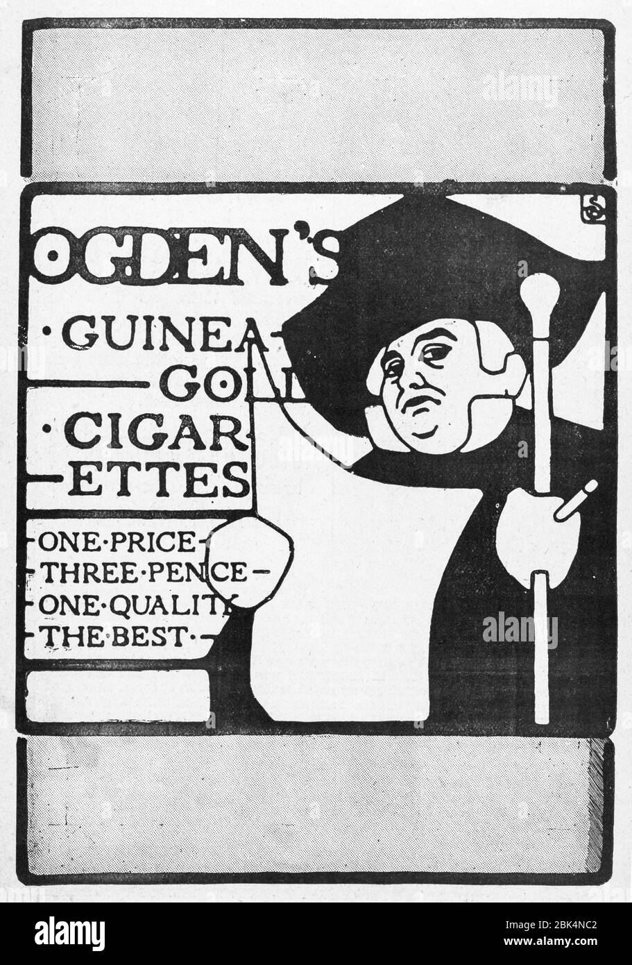 Old vintage tobacco / cigarette / smoking advert from early 1900's, before dawn of advertising standards. History of advertising, old tobacco adverts. Stock Photo