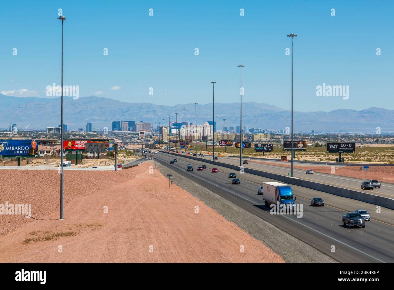 View of highway 15 near Las Vegas, Nevada, United States of America, North America Stock Photo