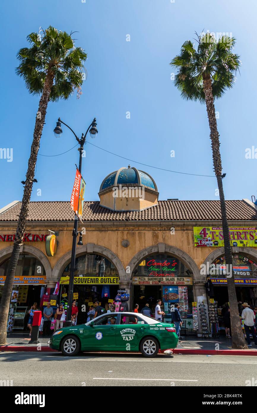 View of shops and attractions on Hollywood Boulevard, Hollywood, Los Angeles, California, United States of America, North America Stock Photo