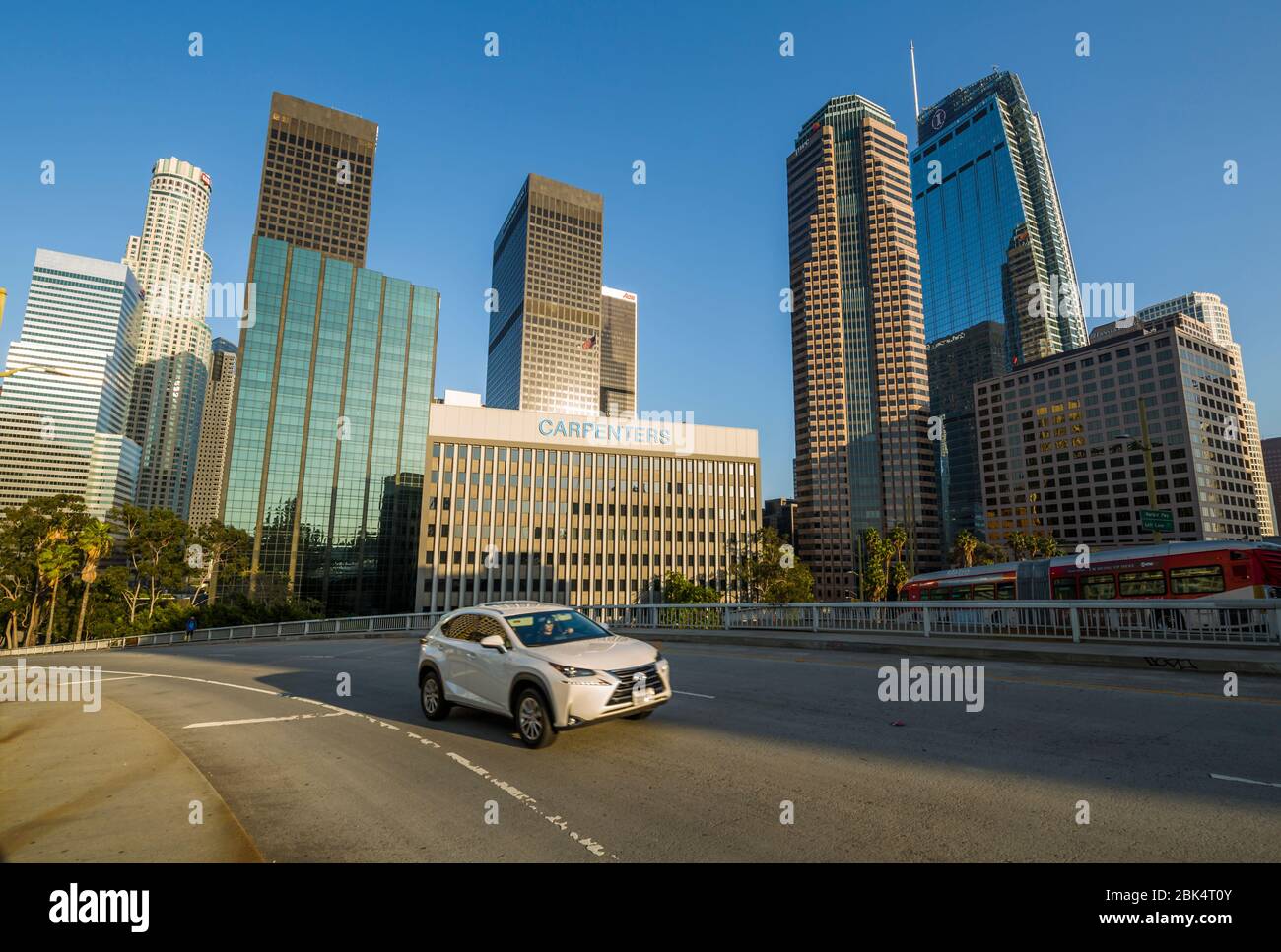 View of Downtown skyline during golden hour, Los Angeles, California, United States of America