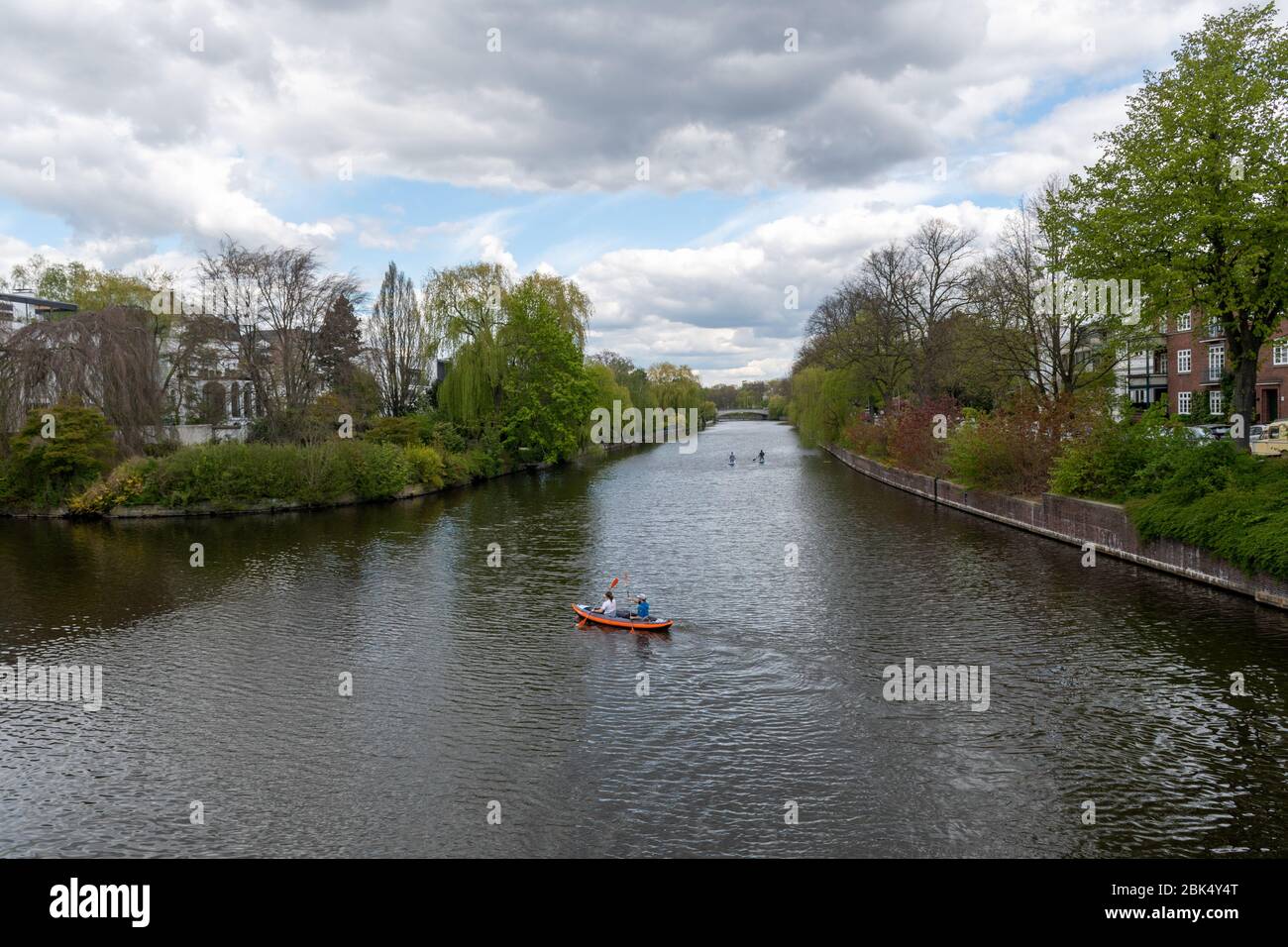 Blick von der Steekbrücke auf die Alster in nördliche Richtung Stock Photo