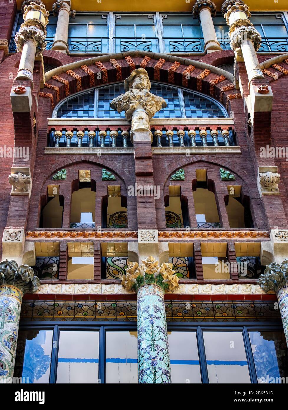 Detailed view of The Palau de la Música Catalana (Palace of Catalan Music), by the architect Lluís Domènech i Montaner. Barcelona, Catalonia, Spain. Stock Photo