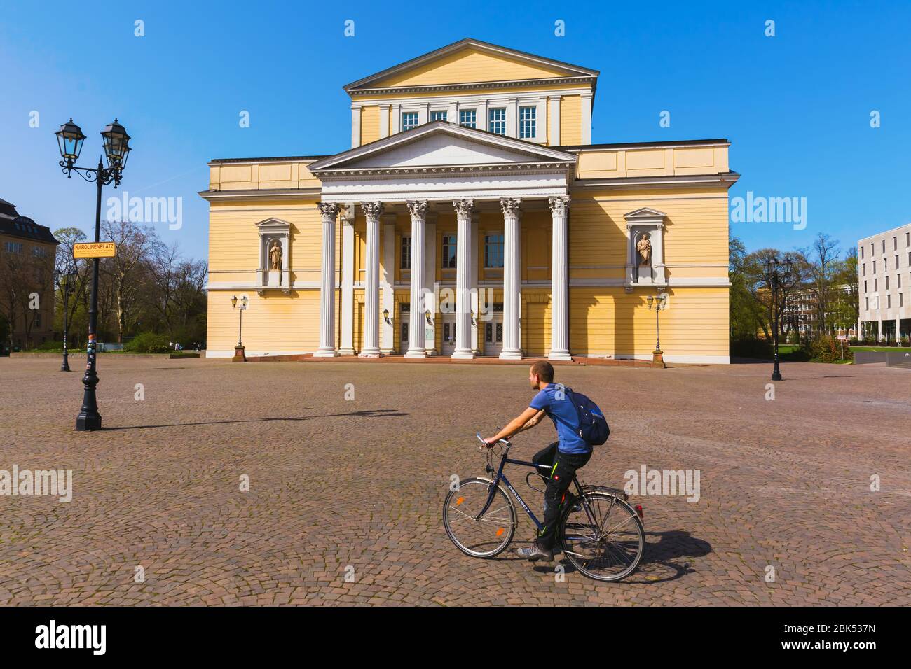Darmstadt, Germany - April 08, 2018: House of History with unidentified people. Originally erected in 1817 in classical style, it was destroyed in 2. Stock Photo