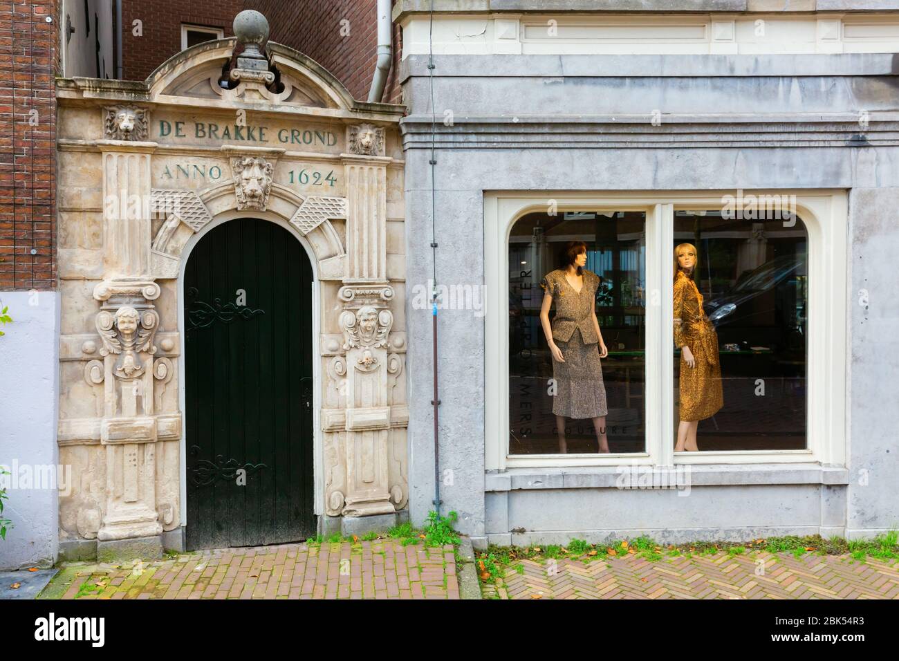 Amsterdam, Netherlands - October 28, 2019: baroque entrance gate to De Brakke Grond in Amsterdam, Netherlands. De Brakke Grond is a Flemish cultural c Stock Photo