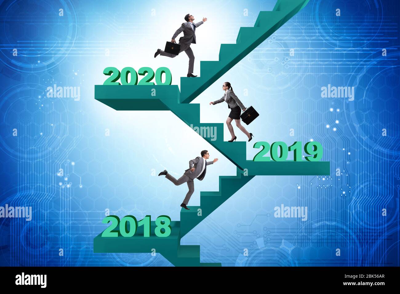 Businessman climbing the stairs on yearly basis Stock Photo - Alamy