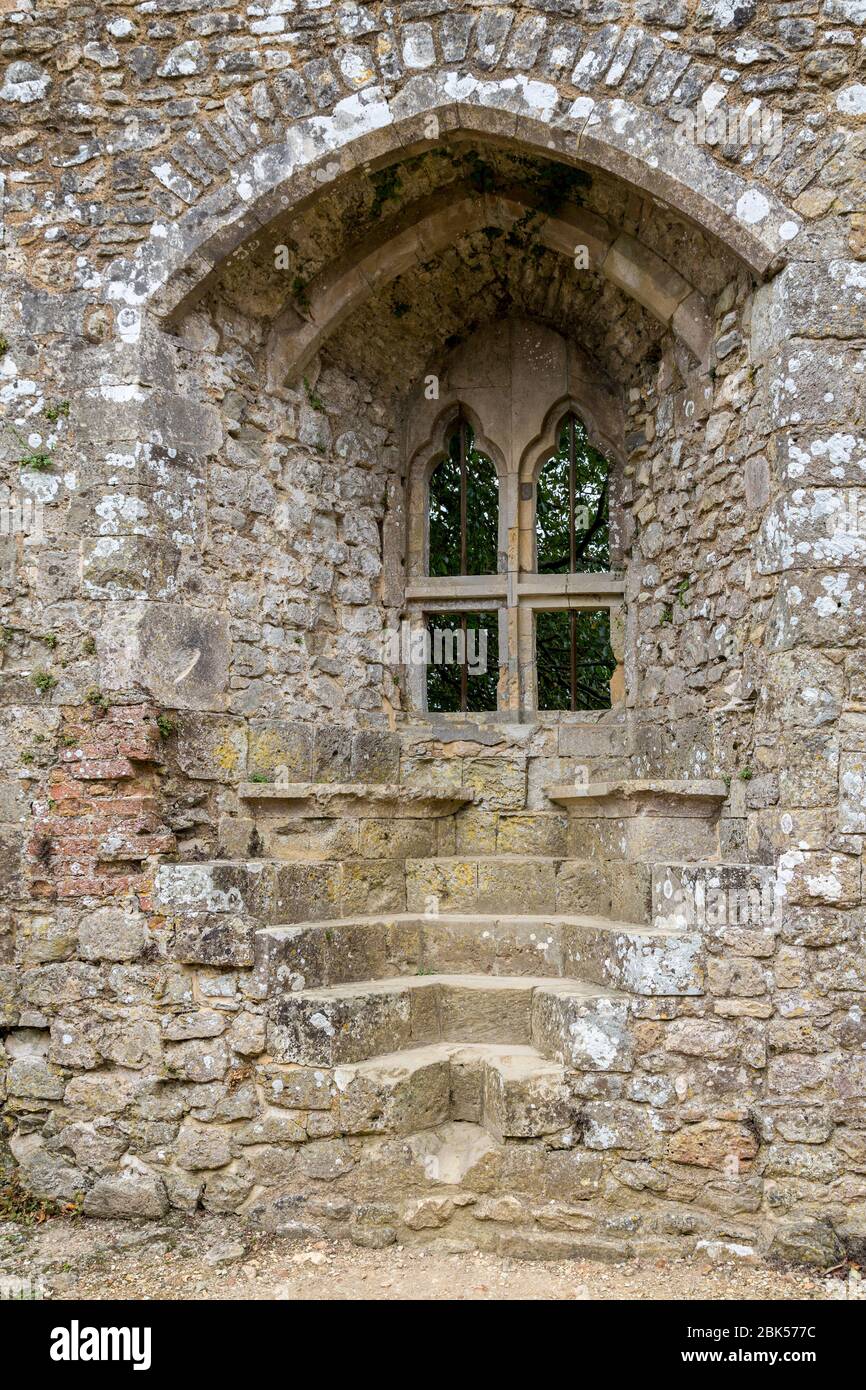 Isabella's Window, in the private apartment for Countess Isabella de Fortibus, Carisbrooke Castle, Isle of Wight, UK Stock Photo
