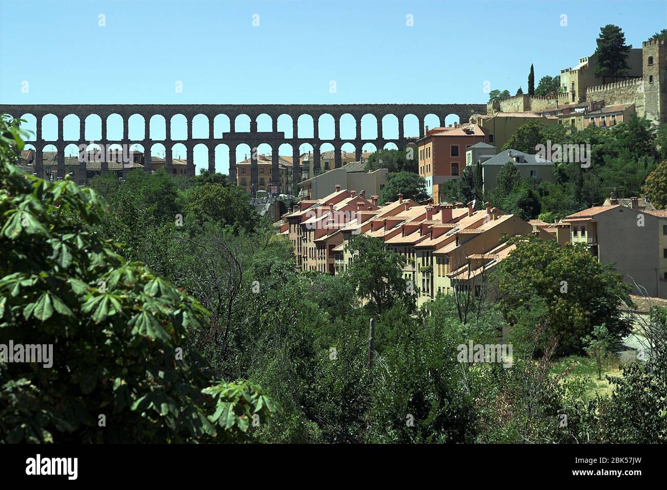 Segovia, Roman aqueduct. Römisches Aquädukt. Rzymski akwedukt. 羅馬渡槽。 Stock Photo